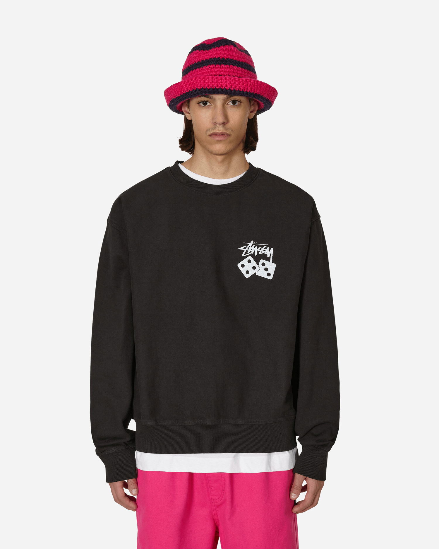 Sweatshirt Stüssy Dice Pigment Dyed Crewneck Sweatshirt Sort | 1914883 BLAC, 0