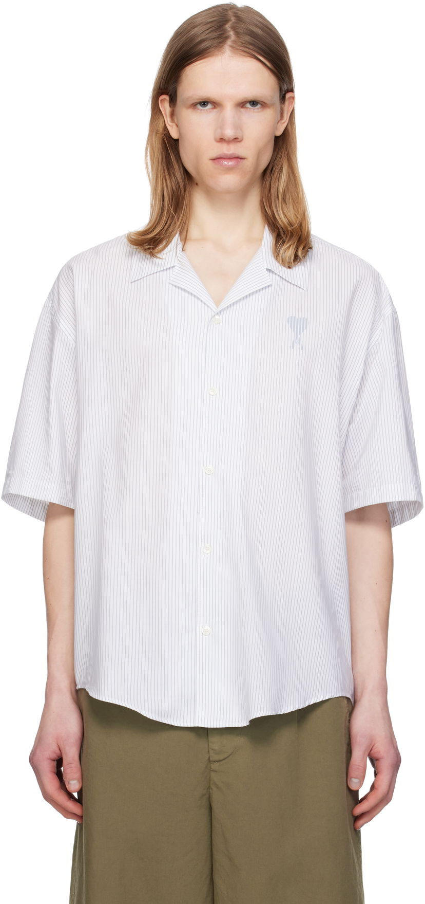 Skjorte AMI AMI Paris Cotton Camp Collar Shirt Hvid | HSH292.CO0113