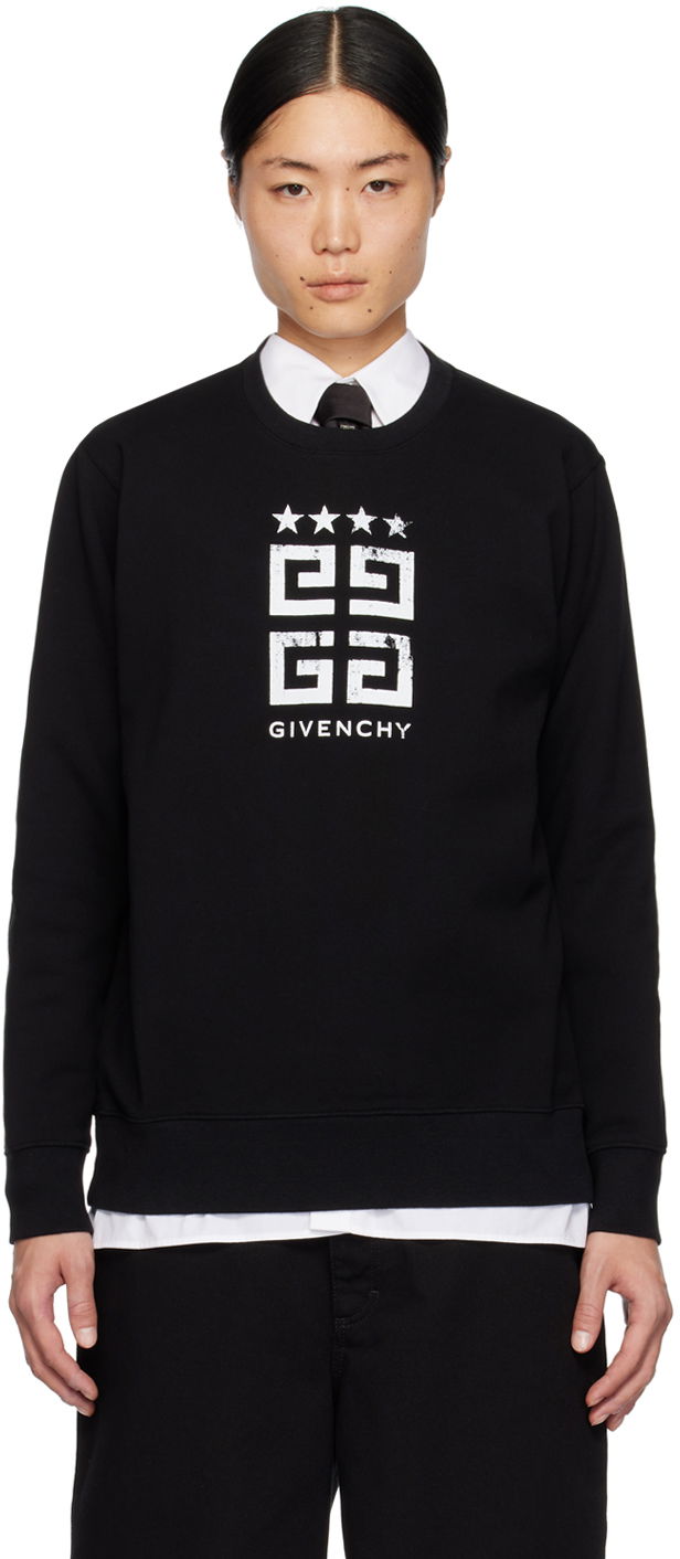 Sweatshirt Givenchy 4G Stars Sweatshirt Sort | BMJ0HA3YEL001