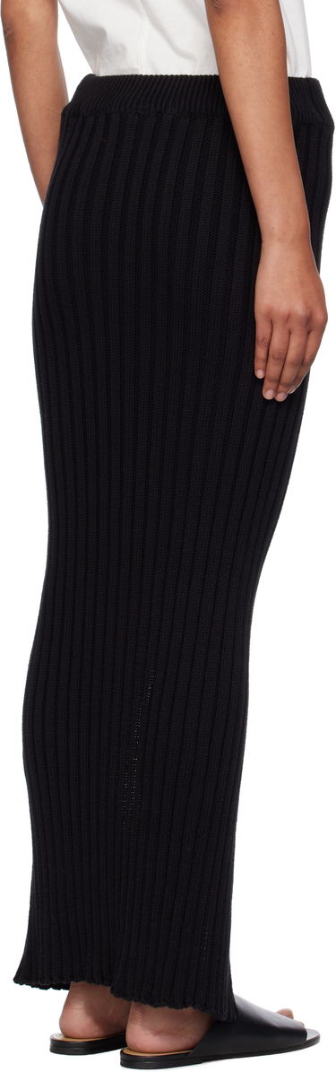 Nederdel Baserange Baserange Macau Midi Ribbed Knit Skirt with Slits Sort | SSMA-OC-AU25, 2