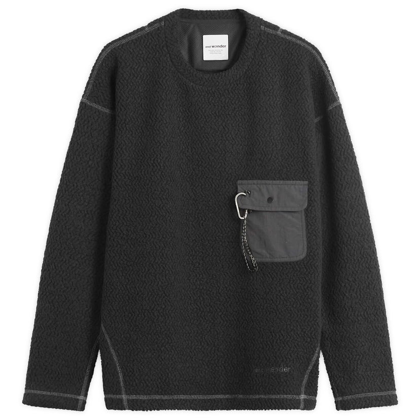Sweater and wander REWOOL Jacquard Crew Knit Sweater Sort | 5745284062-010