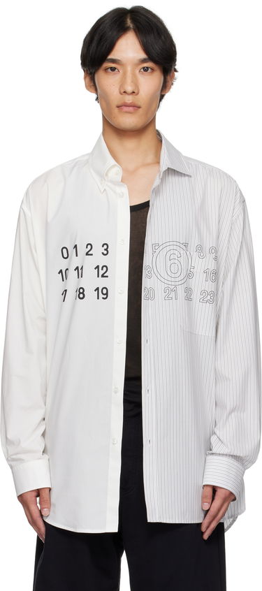 Skjorte Maison Margiela MM6 Maison Margiela Long Sleeve Shirt with Number Print Hvid | SH0DT0025 MTN085, 0