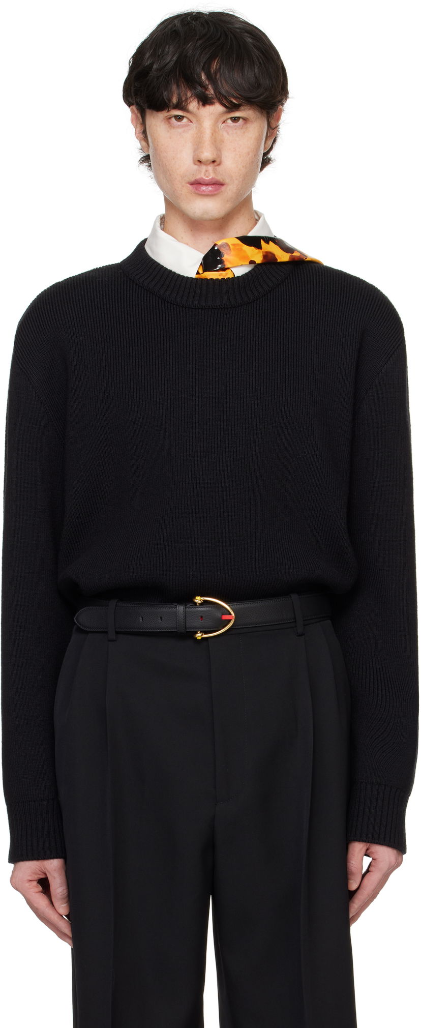 Sweater Bottega Veneta Wool Tailored Sweater Sort | 804253 V4O20 1000