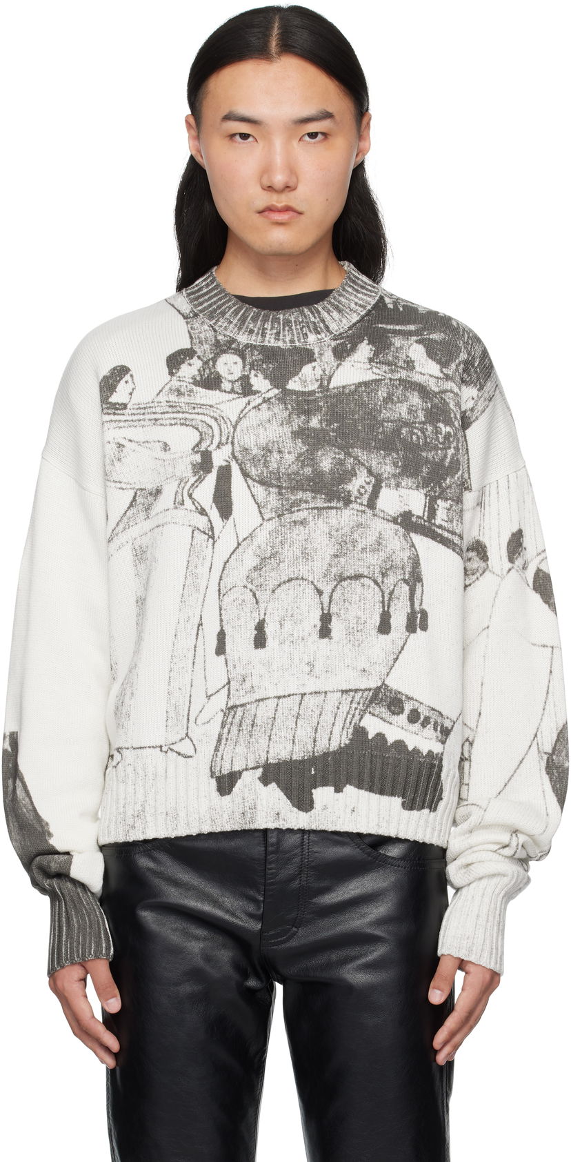 Sweater Enfants Riches Déprimés Enfants Riches Déprimés 'The Ballroom Dance' Graphic Print Sweater Hvid | 080-242