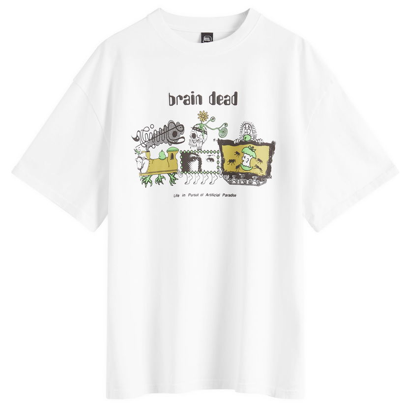 T-shirt Brain Dead Brain Dead Artificial Paradise Graphic Tee, Size Large Hvid | BDS25T00O044-WHT