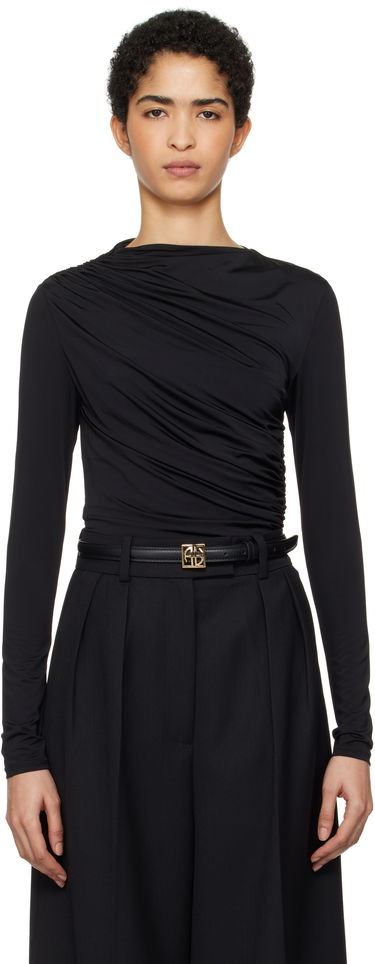 T-shirt Anine Bing Anine Bing Bray Draped Jersey Top Sort | A-08-10037-BLK29, 0