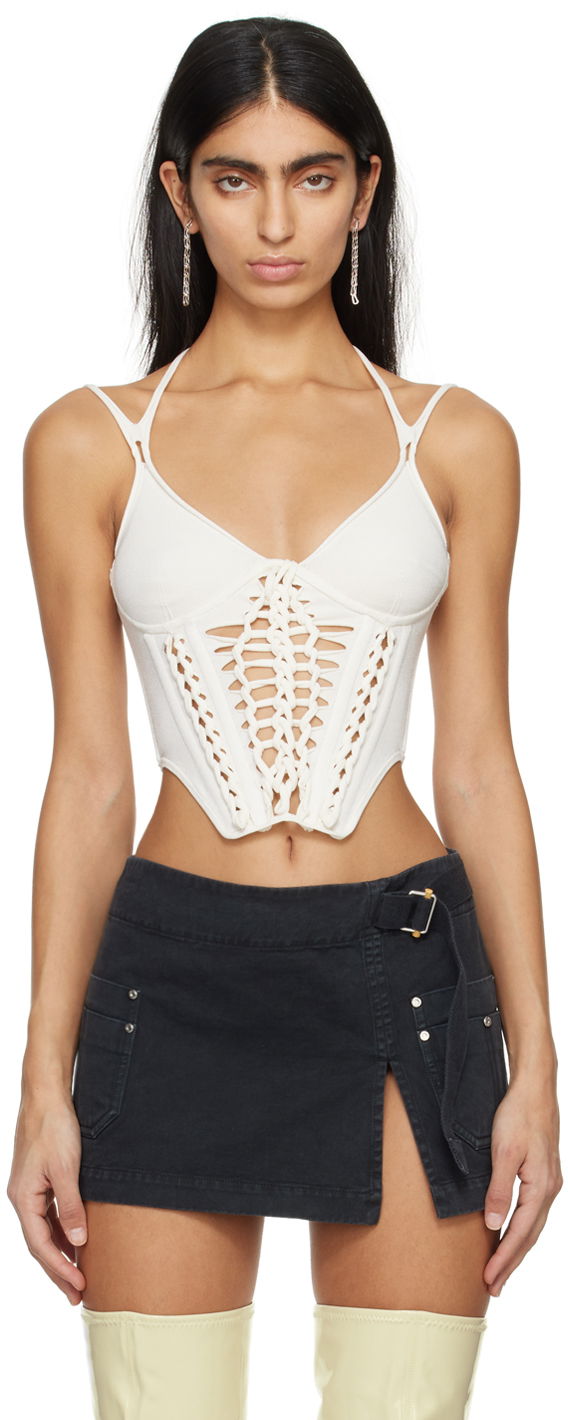 Tanktop Dion Lee Braided Corset Top Hvid | A7774PS24, 0