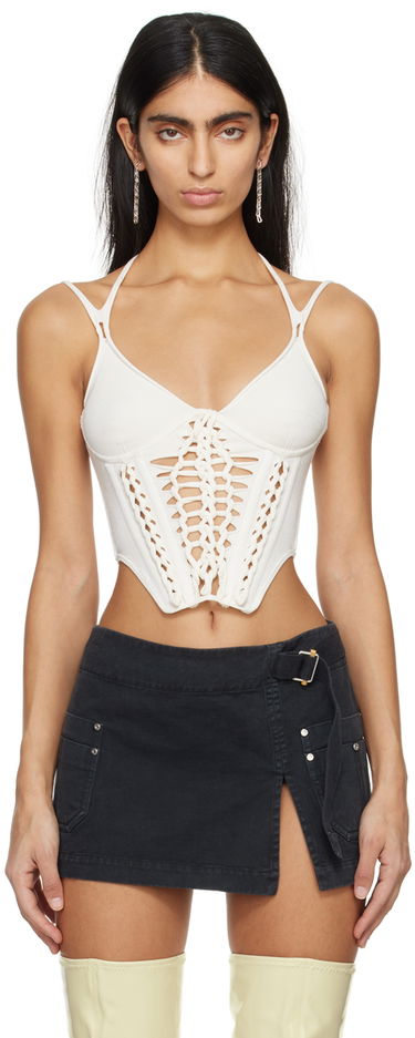 Tanktop Dion Lee Braided Corset Top Hvid | A7774PS24, 0