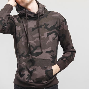 Sweatshirt Urban Classics High Neck Camo Hoodie Grå | TB1781 Dark Camo Grey, 2