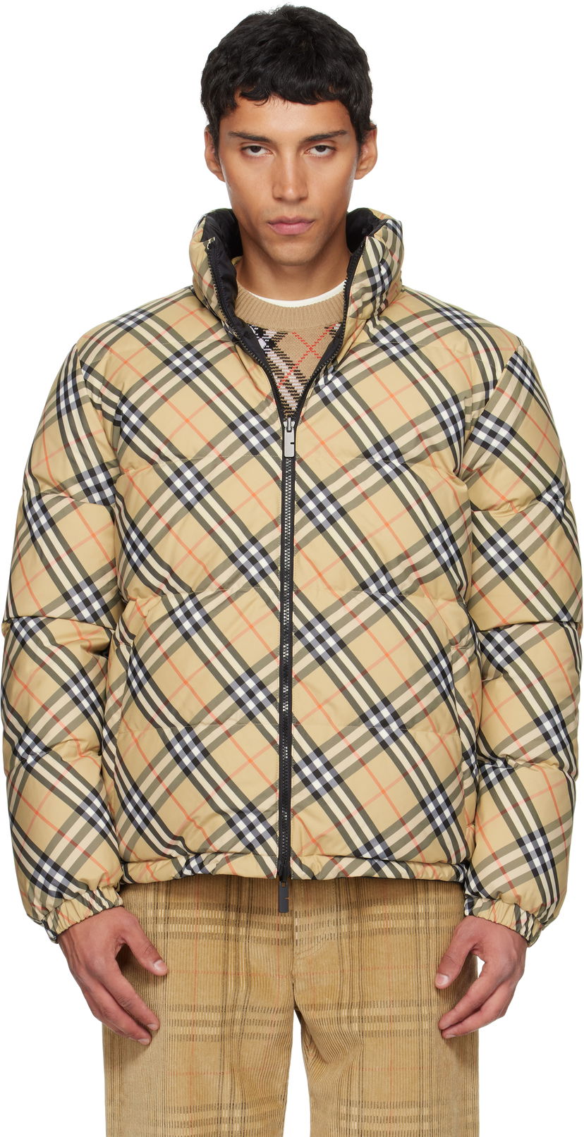Puffer jakke Burberry Burberry Check Puffer Jacket Beige | 8111379