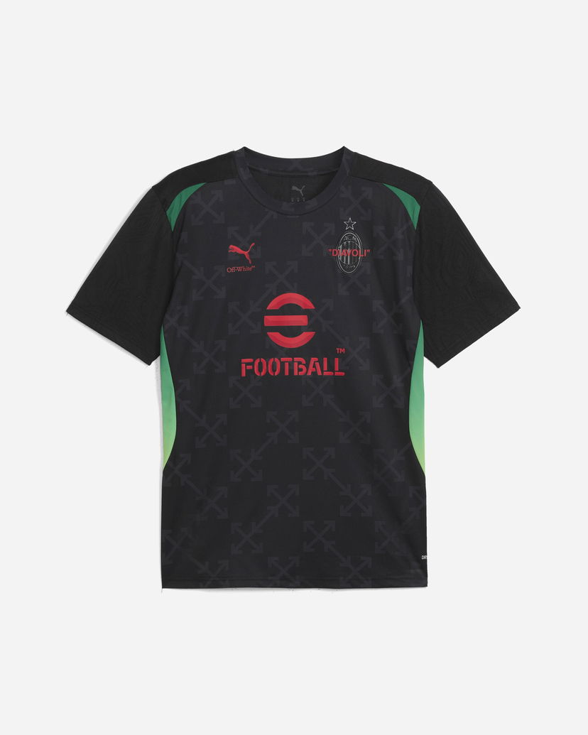 T-shirt Puma AC Milan x Off-White Prematch Jersey Black / Red Sort | 783005-04
