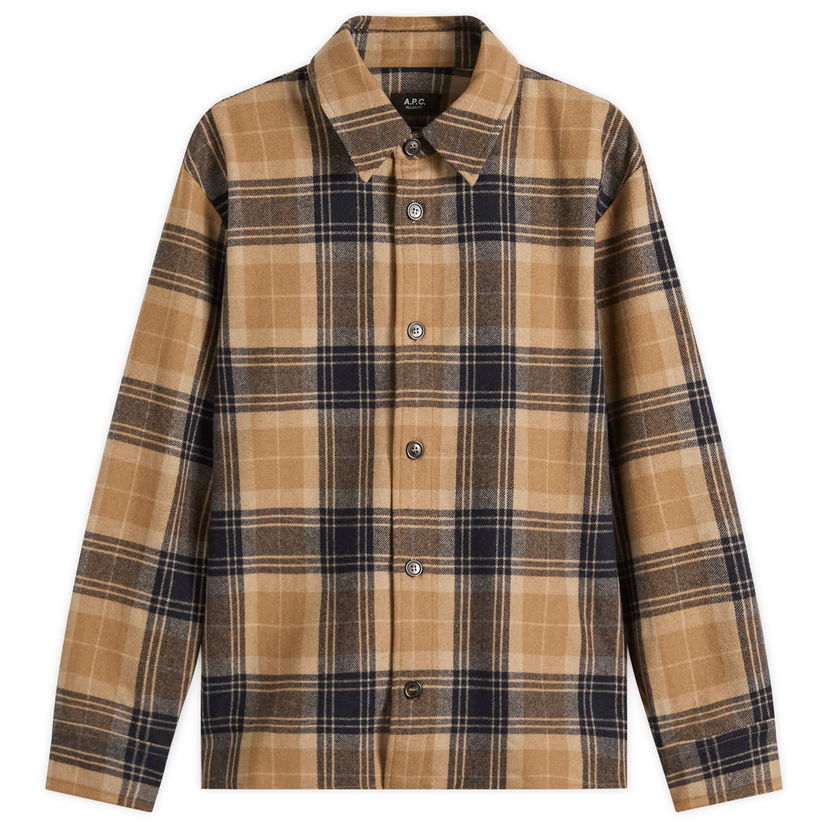 Skjorte A.P.C. A.P.C. Bobby Check Wool Overshirt Brun | WOARF-H02884-IAK