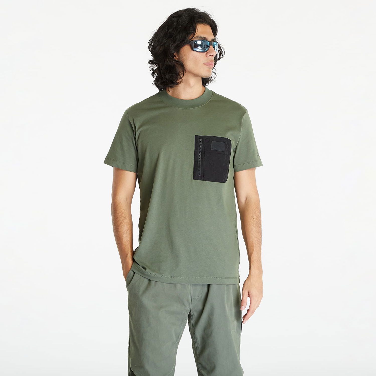 T-shirt CALVIN KLEIN Jeans Mix Media Short Sleeve Tee Green Grøn | J30J323997 LLP, 0