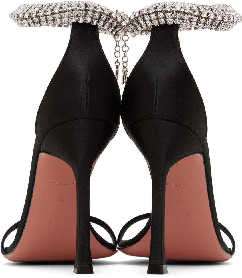 Smykker Amina Muaddi Amina Muaddi Iman Crystal-Embellished Satin Heeled Sandals Sort | IMAN SANDAL SR SATIN, 1