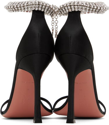 Smykker Amina Muaddi Amina Muaddi Iman Crystal-Embellished Satin Heeled Sandals Sort | IMAN SANDAL SR SATIN, 1