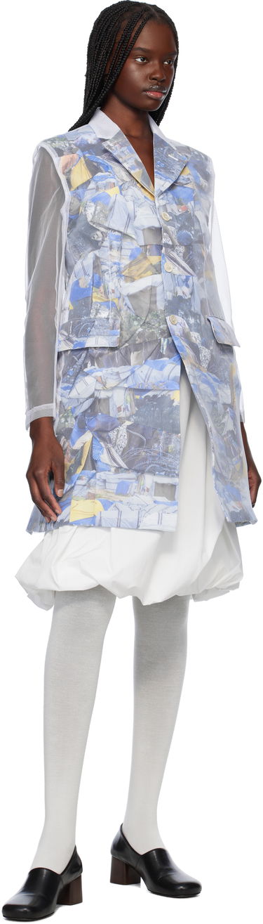 Vindjakke Comme des Garçons Comme des Garçons Layered Mesh Print Jacket Hvid | GO-J038-S25, 3