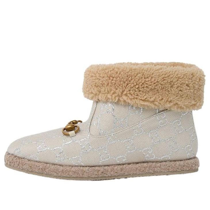 Sneakers og sko Gucci Canvas Wool Horsebit Ankle Boots Beige | 629086-2C810-9152, 0