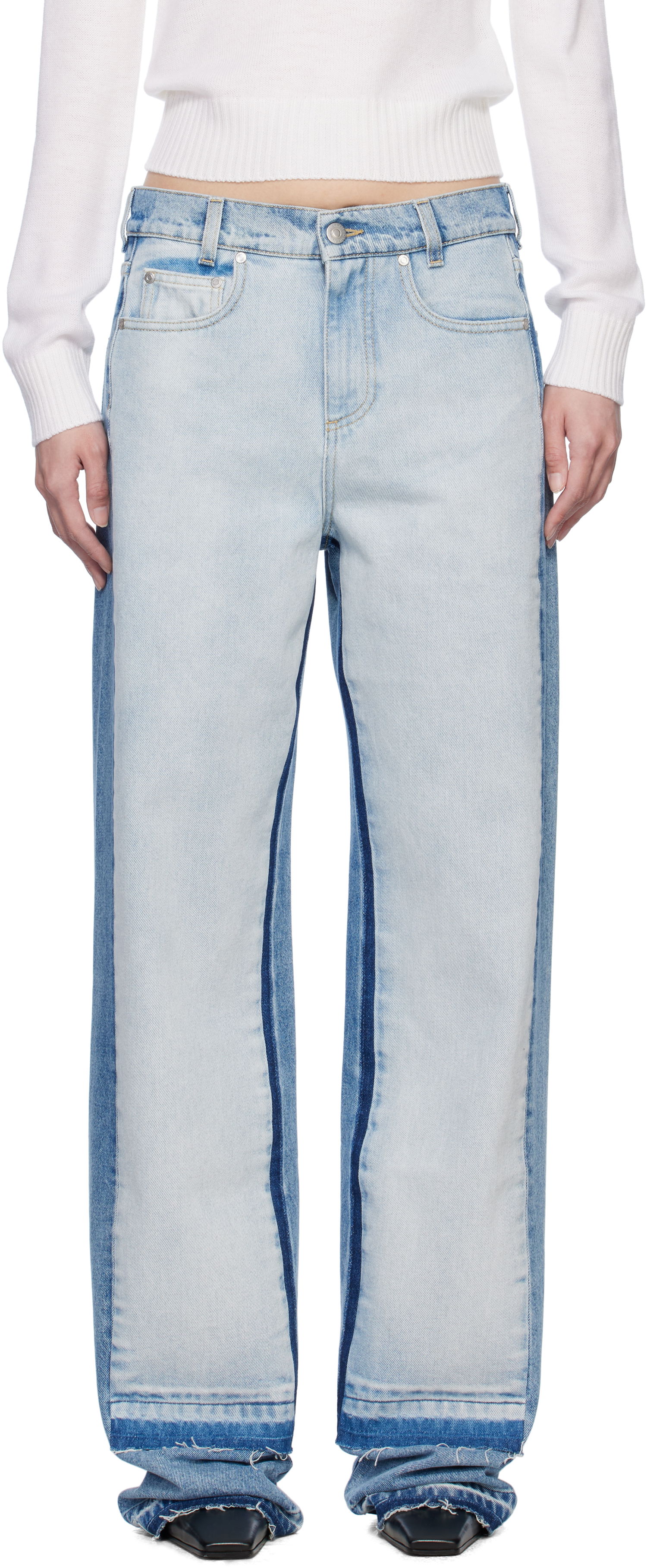 Jeans Stella McCartney Stella McCartney Contrast Panel Straight Leg Jeans Blå | 6D03393SQH10, 0