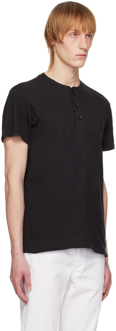 T-shirt rag & bone Rag & Bone Classic Cotton Henley T-Shirt Sort | M000T906G, 4