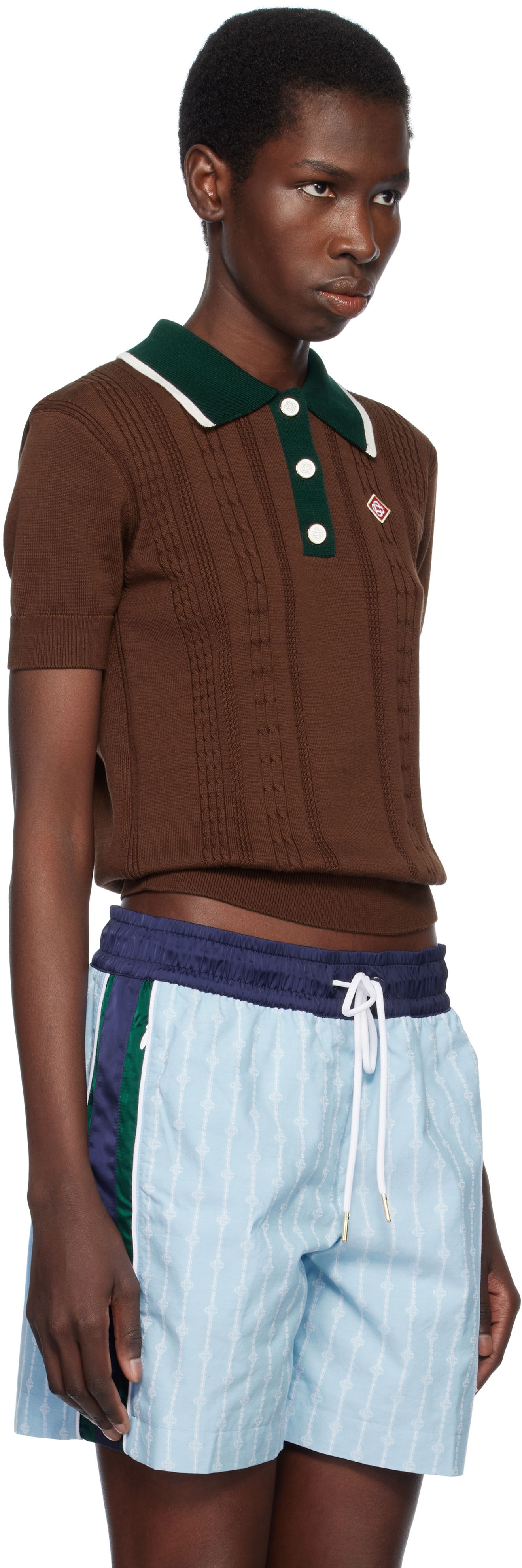 Polo skjorte Casablanca Casablanca Cable Knit Polo Brun | WS25-KW-948-01, 1