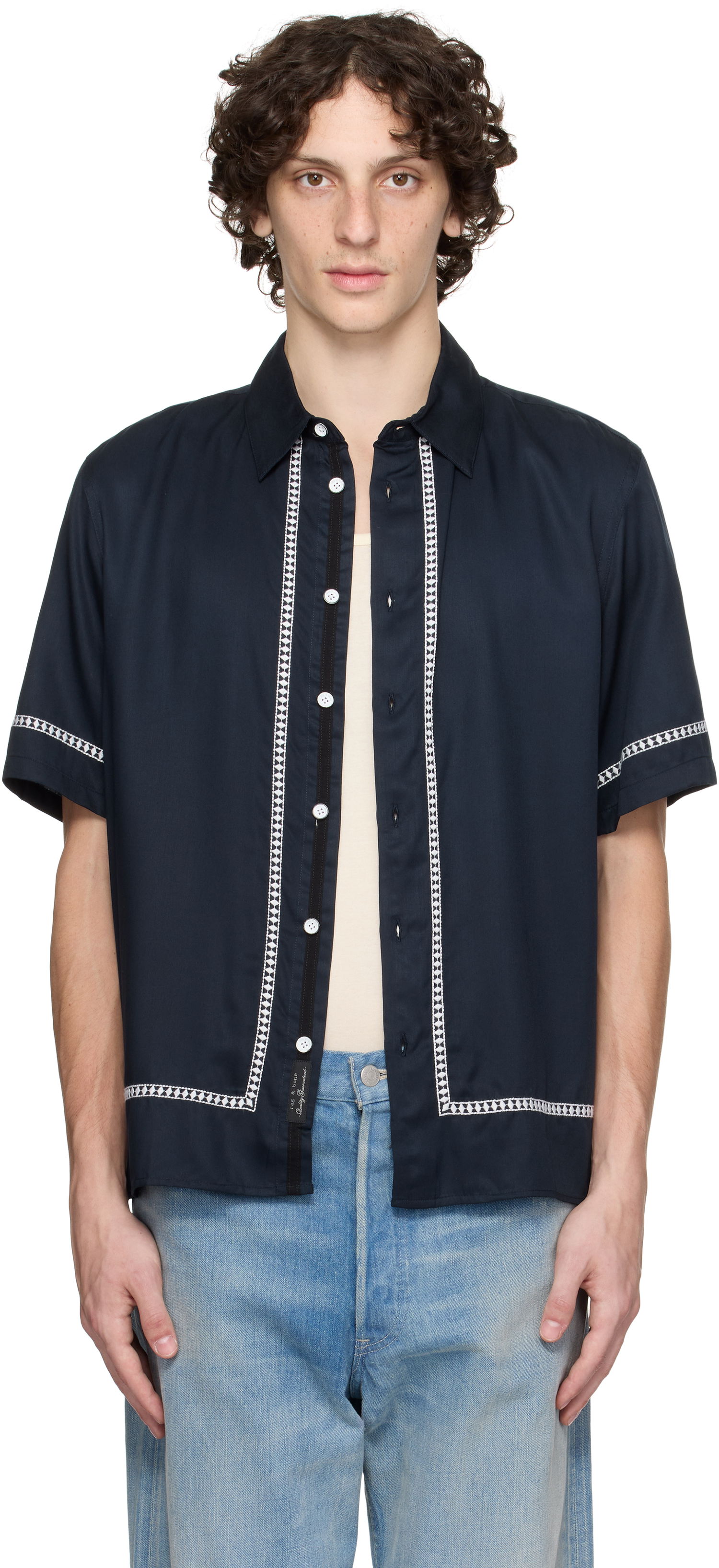 Skjorte rag & bone rag & bone Dalton Embroidered Shirt Mørkeblå | MBW25PA027SVML, 0
