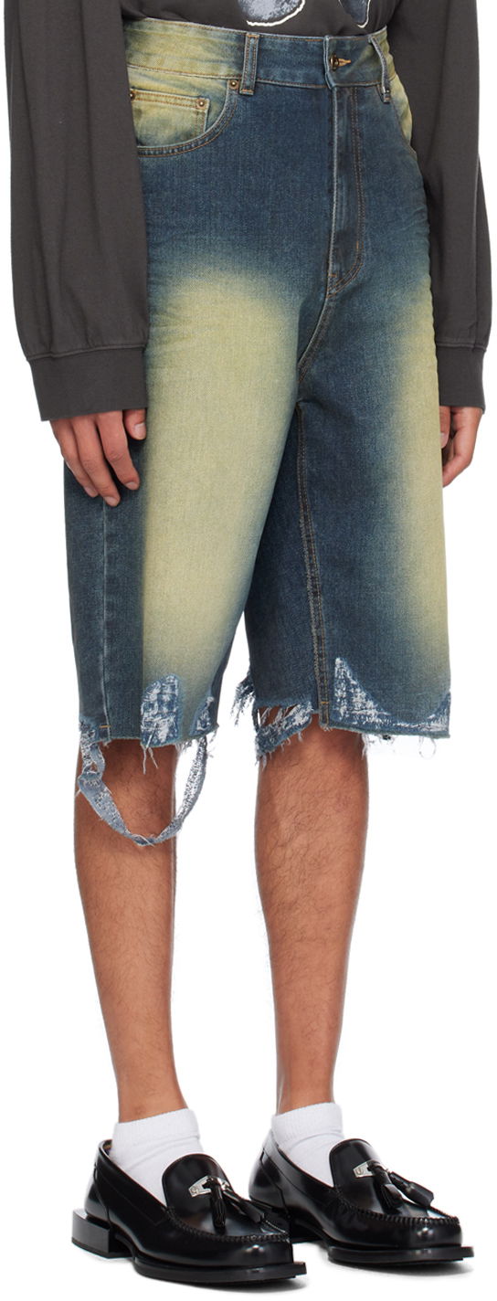 Jeans We11done Washed Denim Raw Edge Shorts Blå | WD-DP2-24-315-M-BL, 1