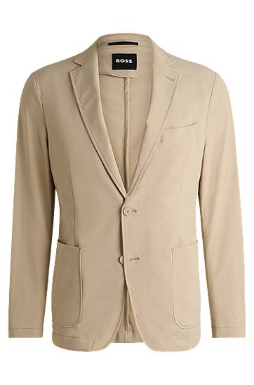 Jakke BOSS BOSS Slim-Fit Travel Stretch Softshell Suit Jacket Beige | 50538635