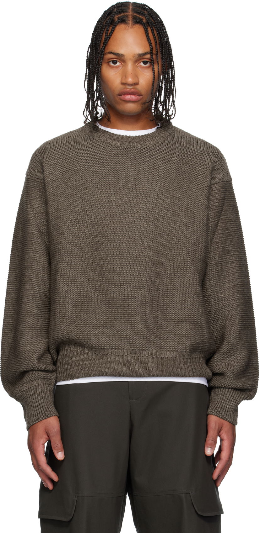 Sweater sage NATION Sage Nation Mackenzie Knit Wool Sweater Brun | S064 MACKENZIE KNIT WOOL MUSHR