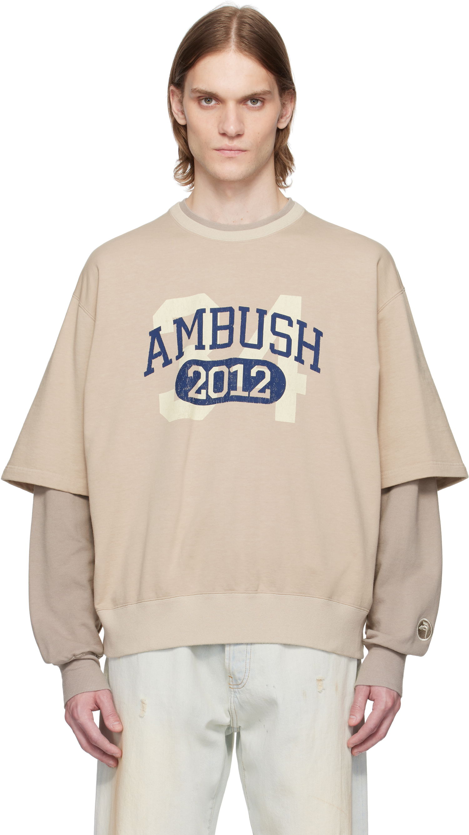 Sweater Ambush AMBUSH Layered Sweatshirt Beige | 12115331, 0