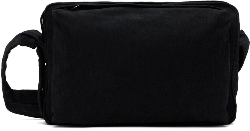 Skuldertaske Solid Homme Solid Homme Washed Velvet Denim Cross Bag Sort | S243BA01
