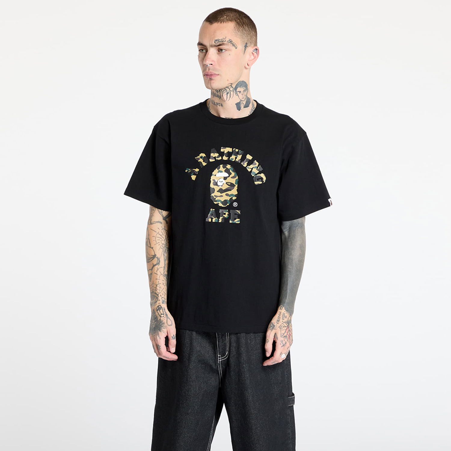 T-shirt BAPE A BATHING APE 1st Camo College T-Shirt Sort | 001TEL301012MBKD, 0