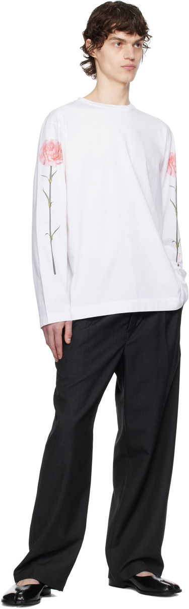 T-shirt Simone Rocha Simone Rocha Carnation Print Long Sleeve T-Shirt Hvid | 5194P32P32A-M 0569, 3