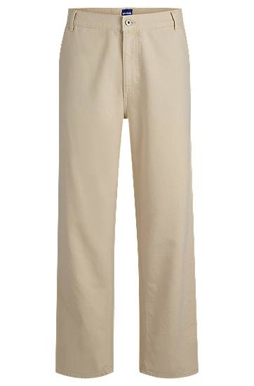 Bukser BOSS Baggy-Fit Canvas Trousers Beige | 50531023
