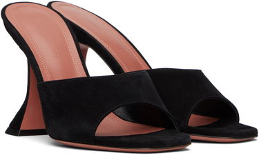 Skopleje Amina Muaddi Amina Muaddi Lupita Suede Heeled Sandals Sort | LUPITA SLIPPER CL SUEDE, 3