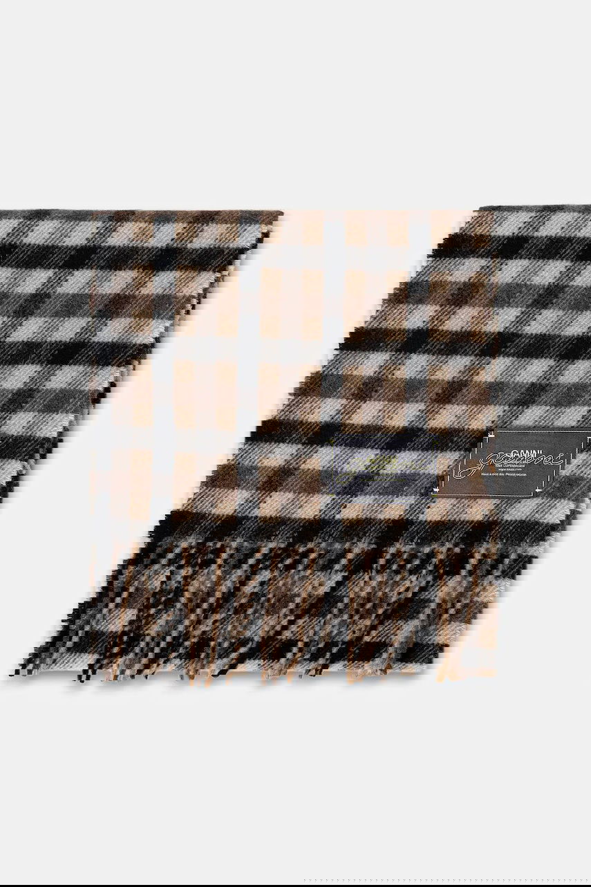 Tørklæde GANNI Graphic Wool Checked Scarf Flerfarvet | A6668, 1