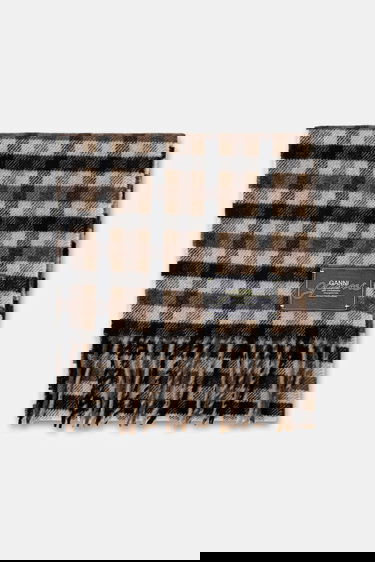 Tørklæde GANNI Graphic Wool Checked Scarf Flerfarvet | A6668, 1