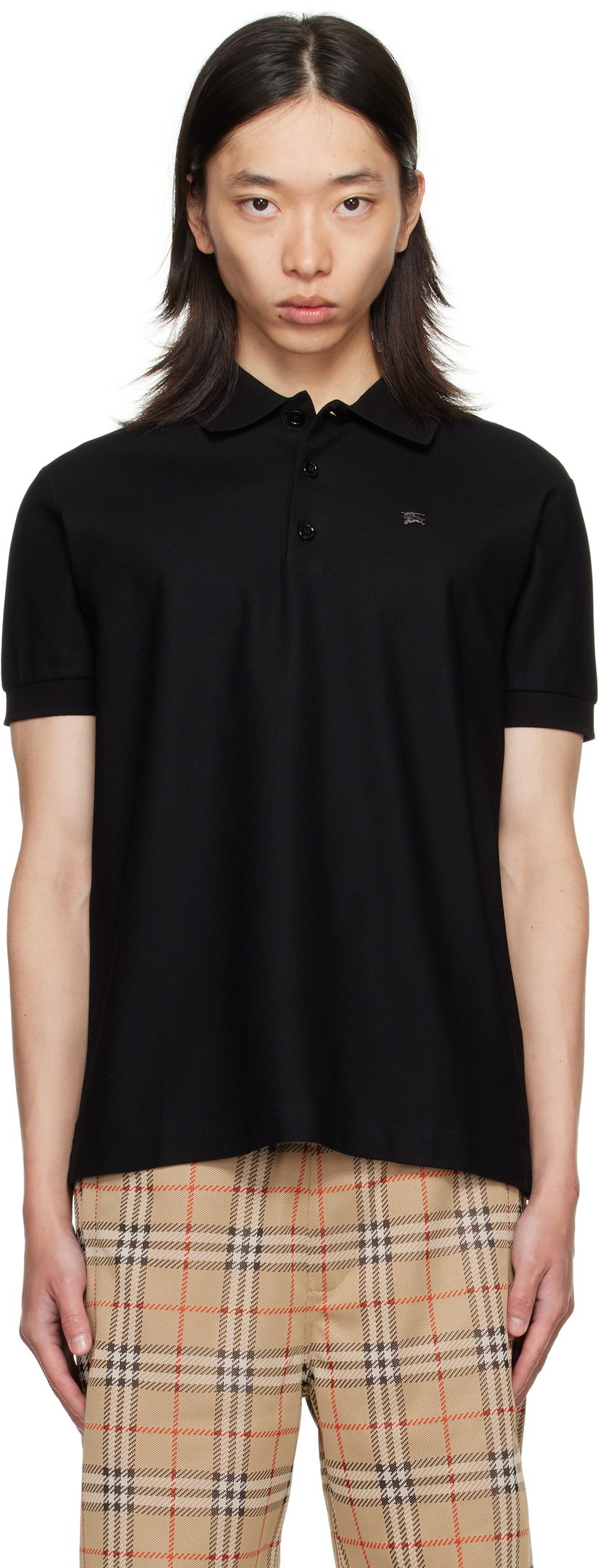 Polo skjorte Burberry Burberry EKD Cotton Polo Sort | 8116183