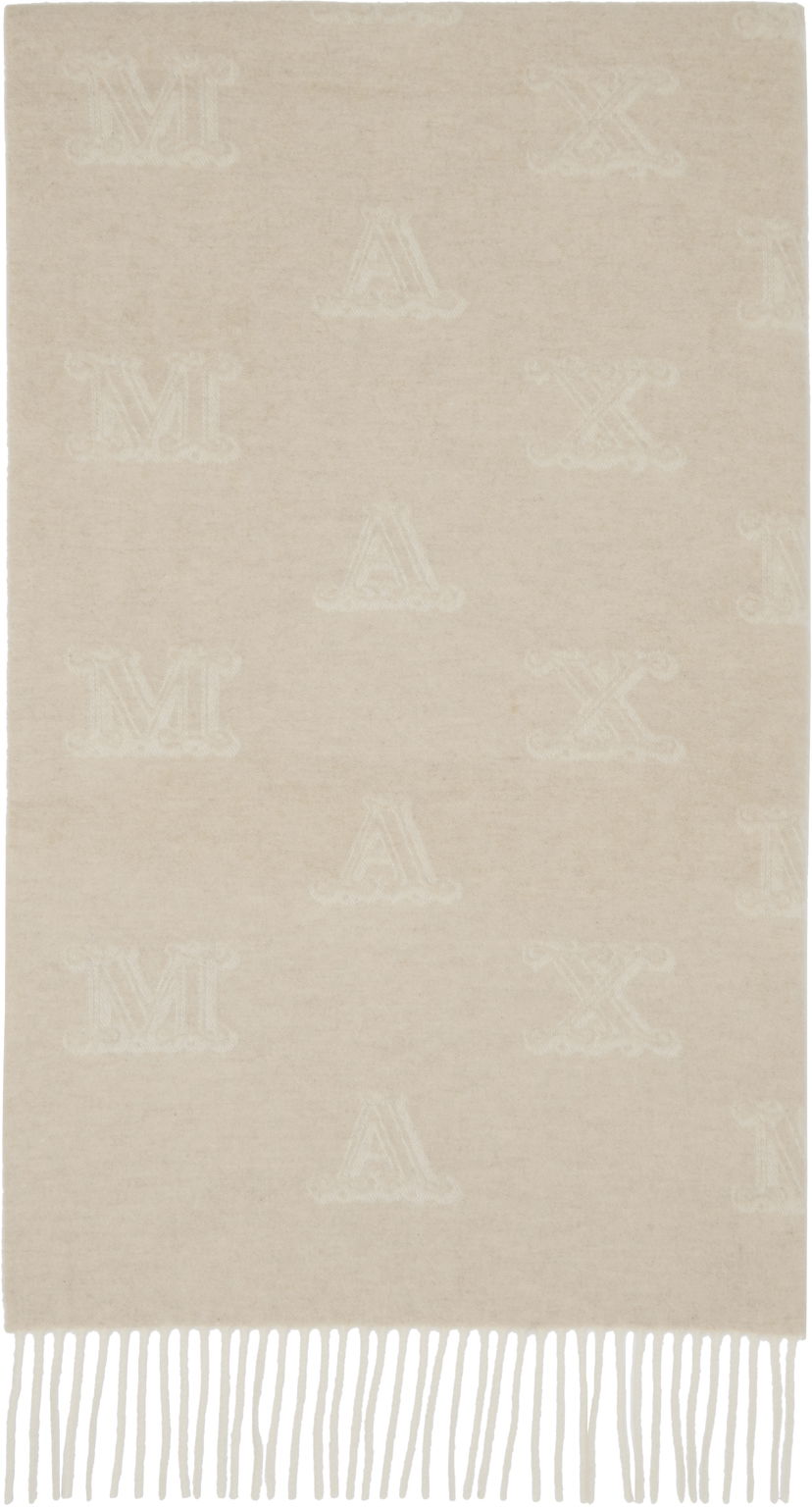 Tørklæde Max Mara Wsklause Monogram Jacquard Fringed Scarf Beige | 2524546302600