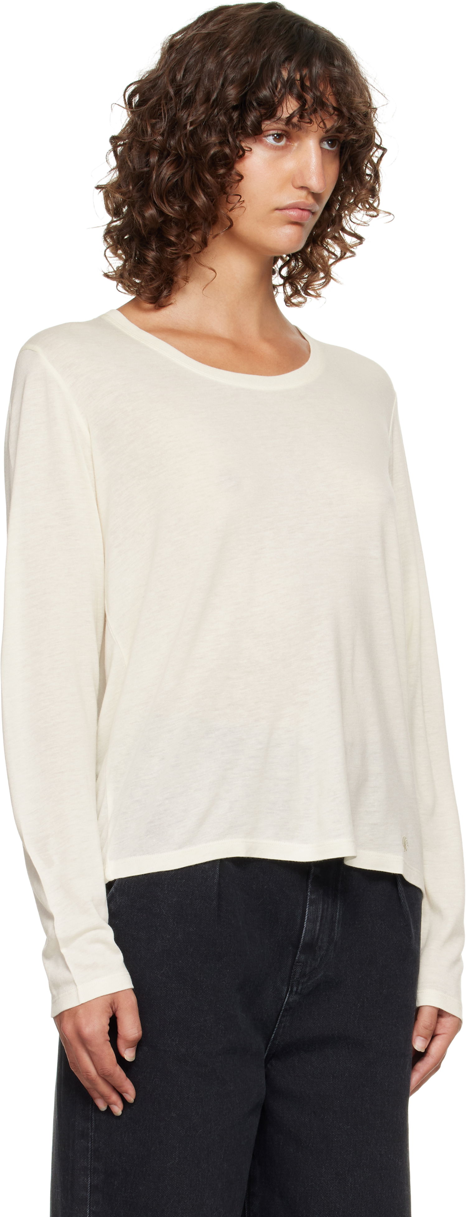 T-shirt Loulou de Saison Loulou de Saison Ava LDS Longsleeve Jersey T-shirt Hvid | AVA LDS, 1