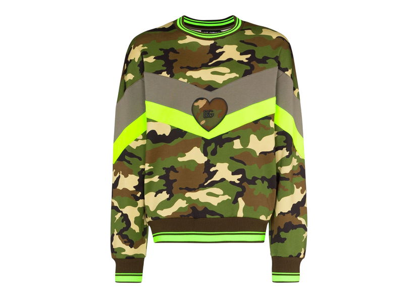 Sweatshirt Dolce & Gabbana Heart Logo Plaque Sweatshirt Green/Multi Flerfarvet | G9UZ2ZFS75D