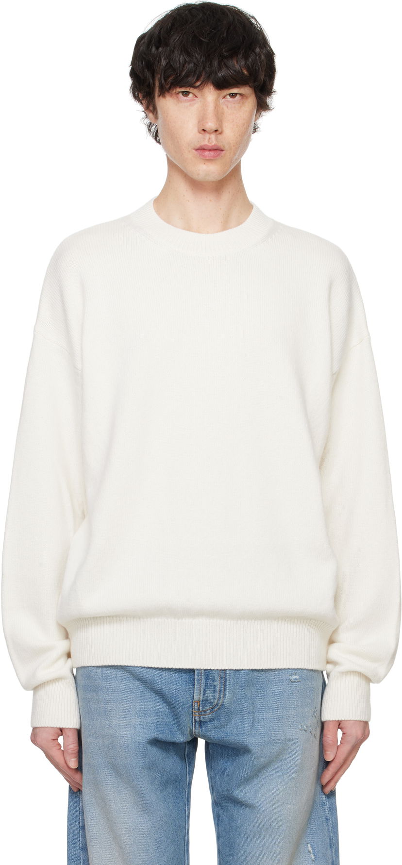 Sweater Palm Angels Monogram Series Knit Sweater Hvid | PMHE054F24KNI0020310