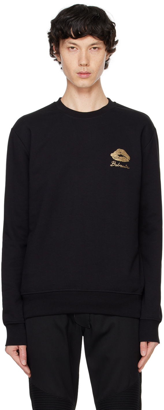 Sweatshirt Balmain 'Kiss' Print Sweatshirt Sort | DH0JQ040GE09