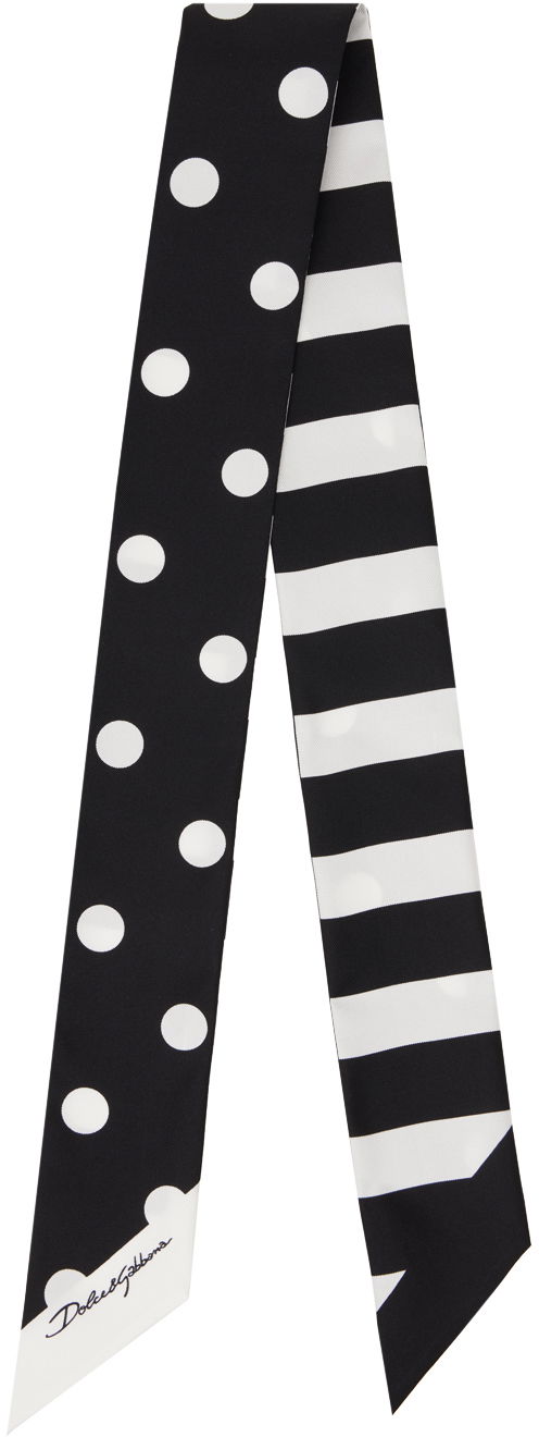 Tørklæde Dolce & Gabbana Striped & Polka-Dot Headscarf Sort | FS215AGDCLA