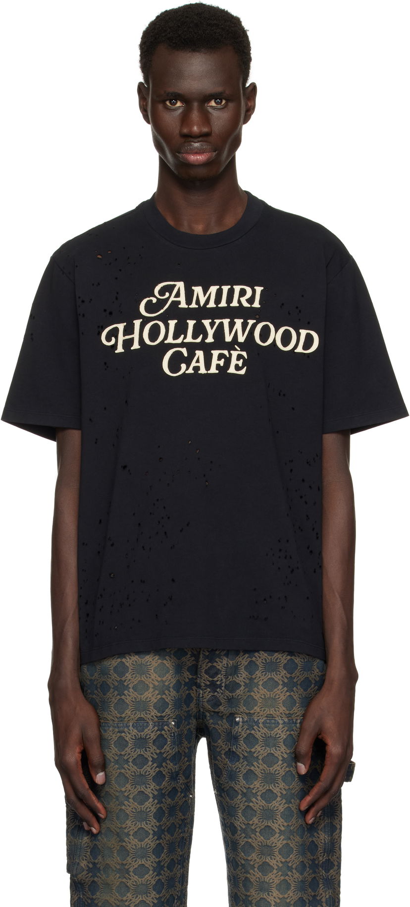 T-shirt AMIRI Amiri Hollywood Cafe Distressed T-Shirt Sort | AMJYTE1176