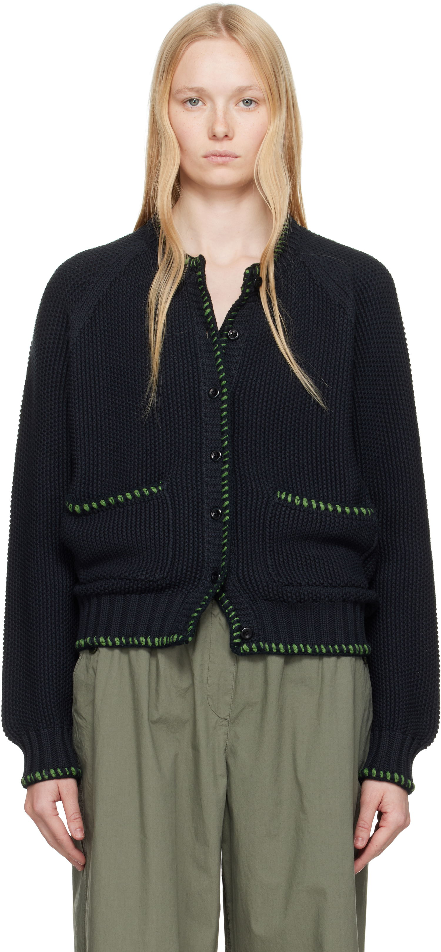 Sweater YMC YMC Lotus Knit Cardigan Sort | Q8YAH, 0