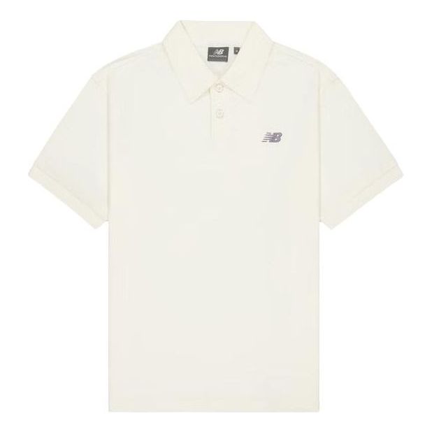 Polo skjorte New Balance Logo Polo Shirt Hvid | NFE21011-IV