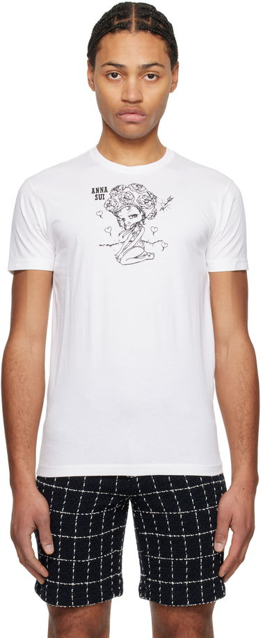T-shirt Anna Sui Anna Sui Beach Girl Graphic T-Shirt Hvid | MT1025B2, 0