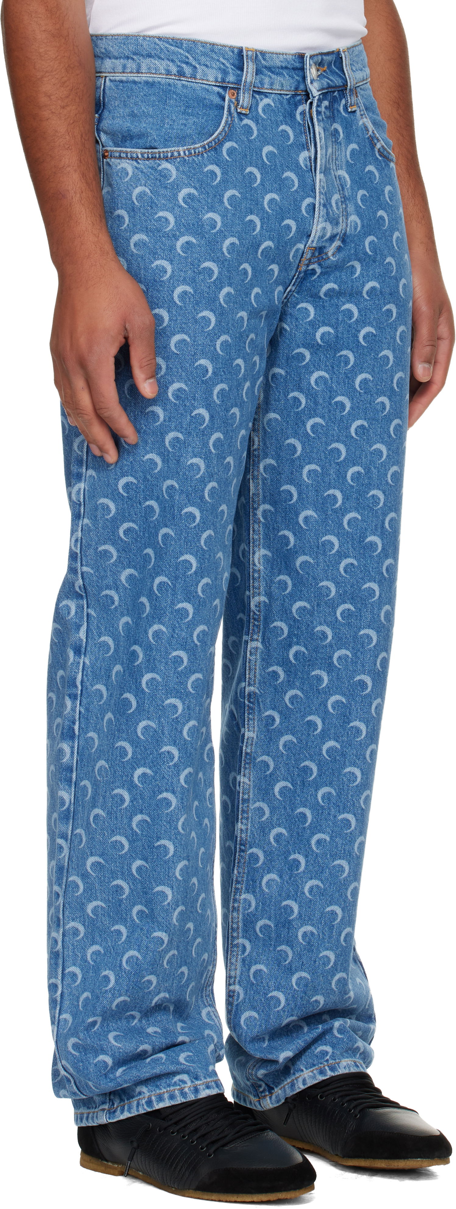 Jeans Marine Serre Moon Laser Baggy Jeans Blå | MPA070BCDEN0002, 1