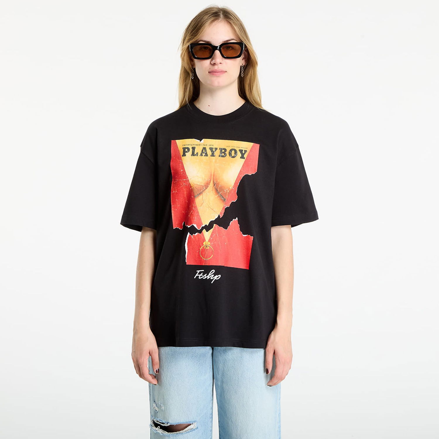 T-shirt Footshop Playboy x FTSHP Cover Tee 1973/7 UNISEX Black Sort | FTSHP_523, 1