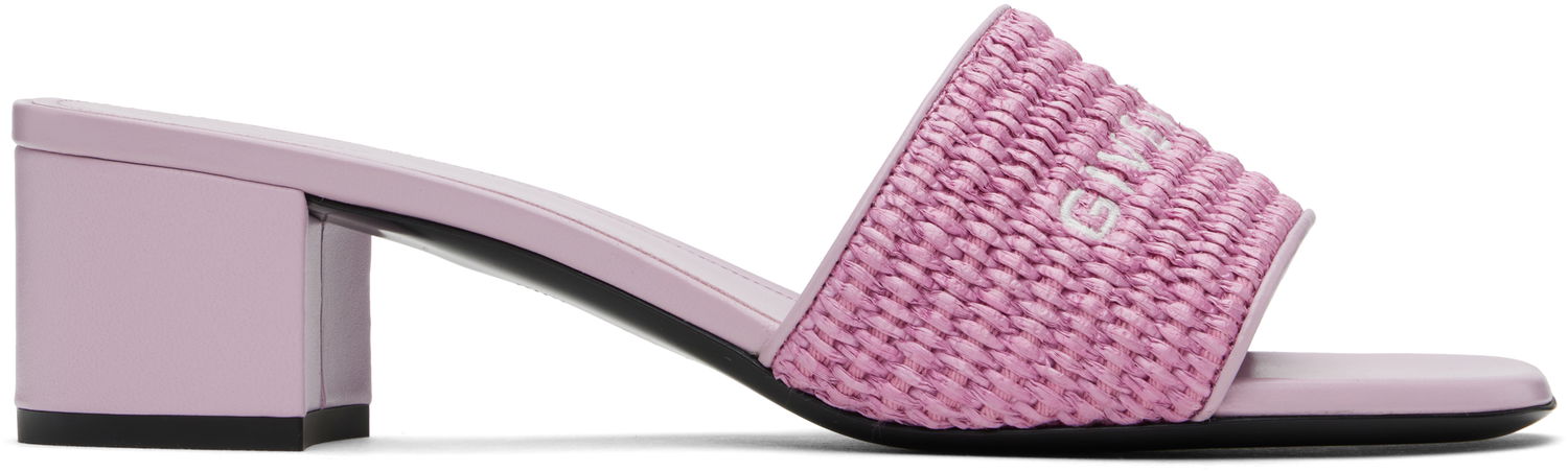 Skopleje Givenchy Givenchy 4G Raffia Heeled Sandals Lyserød | BE306VE1T5510, 0